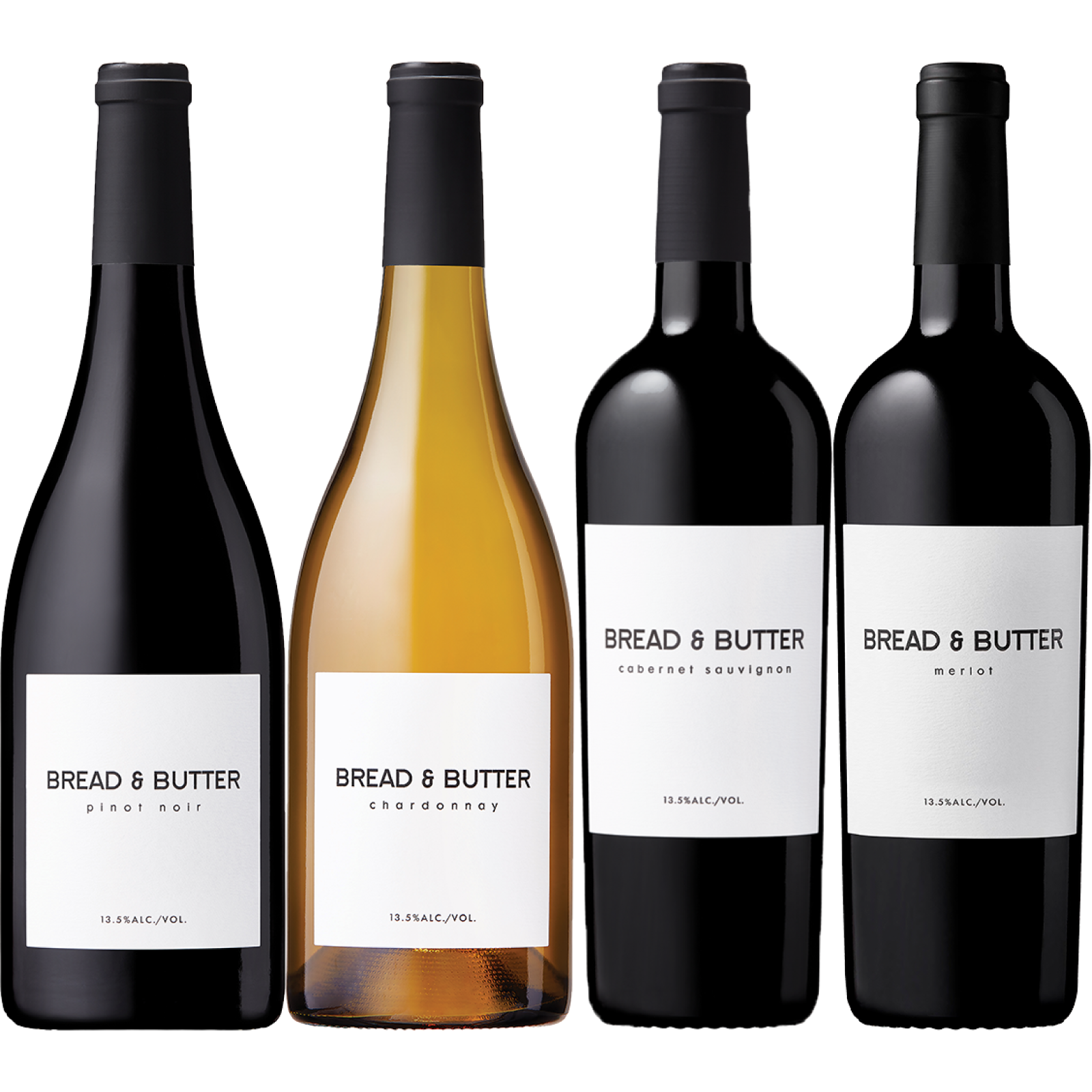 【送料無料!!とろ旨キャンペーン】ブレッド&バター シャルドネ、ピノ・ノワール、カベルネ・ソーヴィニヨン、メルロー 4本セット