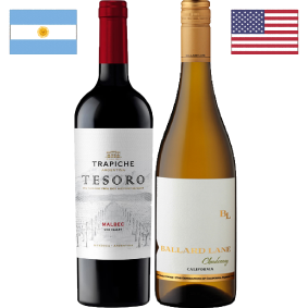 【限定2セット】濃厚な赤と白のワインセット！トラピチェ テソーロ マルベック、バラード レーン シャルドネ
