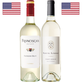 【限定2セット】すっきりさわやか！カルフォルニア白ワイン！フランシスカン・エステート ソーヴィニヨン・ブラン、サミュエル・リンゼイ ピノ・グリージョ カリフォルニア