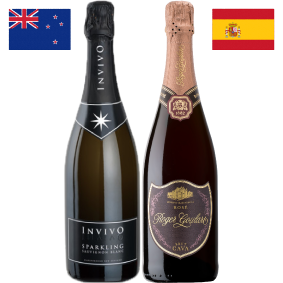 【限定6セット】おいしさ鉄板の組み合わせ！そもままでも、食事と合わせても、どちらもOK！！インヴィーヴォ スパークリング ソーヴィニヨン・ブラン、ロジャーグラート カバ ロゼ ブリュット